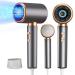 Journeyside hair dryer ions 2000W hair dryer professional hair dryer with 1 hair dryer concentrator 2 speed/3 temperature levels + cooling level overheating protection for home styling gray-01