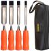 GREBSTK 4 Piece Wood Chisel Tool Sets Sturdy Chrome Vanadium Steel Chisel Woodworking Tools with Leather Bag  4PCS  1/4 inch 1/2 inch 3/4 inch 1 inch Regular Size Grip