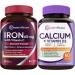 Doctor's Recipes Iron & Calcium with D3 Bundle: High Absorption Iron with Vitamin C & Bone Support Calcium Complete Mineral Supplement for Immune Blood & Bone Health