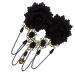 LALAFINA Gothic Chain Hairpin Gothic Hair Accessories Halloween hairpin Gothic Lace Rose Brooch Pin Rhinestone Tassel Hair Barrettes for Women Girls (Black) Halloween Hair Clips