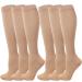 Kuzimua 6 pair compression stockings Knee socks Socks for women and men sports running flight travel pregnancy medical compression socks S-M brown