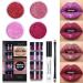 Prevessel glitter lip kit 4 color metallic glitter lipstick glitter powder glossy long -lasting long -lasting stay golden cosmetics glitter lip kit with lip primer and brush for party carnival make