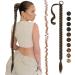 Fine braid extensions ponytail extension with hair tie 75 cm long ponytail braided braids art hair hair extension braid for women brown mixed light brown 75 cm brown mixed light brown