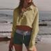Buy Midelxp 2023 Fall Women's Oversized Sweatshirt - Cropped Polo Collar Beach Hoodie Long Sleeve Casual Pullover Top in A1-Green - International Shipping Available - Buy Online on GoSupps.com