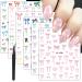 6 Sheets Bow Nail Stickers for Nail Art Cute Pink Bow Nail Art Stickers with Tweezers 3D Self-Adhesive Colorful Bow Nail Decals Nail Art Supplies for Women Girl DIY Nail Design Decoration Bow Nail Stickers-14