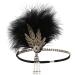 Z&X 1920s Feather Headband Gatsby Party Headpieces for Women Rhinestone 20s Roaring Hair Accessories Black Gold #010 Black Gold - Buy Online on GoSupps.com