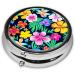 Colorful Flowers Round Pill Box | 3 Compartment Portable Organizer for Travel | International Shipping Available - Buy Online on GoSupps.com