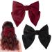 Dalababa Bow Hair Clips 2 Pcs Large Hair Bows Silky Satin Ribbon Hair Barrettes French Bowknot Hairpins Hair Accessories For Women Girls (Black & Burgundy) Black burgundy