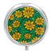 Pill Box Pill Case 3 Compartment Travel Pill Box Yellow Smiley Flowers Printing Small Pill Box Portable Medicine Pill Case Pill Organizer for Purse & Pocket for Travel Handbag (Round)