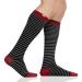 VIM & VIGR 30-40 mmHg Medical Grade Compression Socks for Women & Men (Black & Grey Little Stripe Nylon Medium/Large Wide Calf (5)) Black & Grey Little Stripe 5