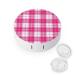 Pink and White Tartan Plaid Contact Lens Case Travel Portable Travel Contact Lens Box with Mirror