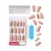 KISS Gel Fantasy Long Pink and Gold High Arch Nail Kit with 28 Fake Nails - Pack of 24 | Sculpted Gel Nails with Adhesive Tabs, Glue, Manicure Stick, and Mini File - Buy Online on GoSupps.com