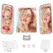 Nuoya LED Lighted Rechargeable Makeup Mirror 1X/3X/7X Magnification Trifold Lighted Vanity Makeup Mirror with 64 LED Beads & Touch Screen Dimming 180 Adjustable Stand for Countertop Travel Bathroom