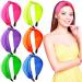 Yilloog 6 Pcs 80s 90s Neon Headbands for Women Green Knotted Headband Elastic Fluorescent Turban Hairband Chiffon Neon Headbands Wide Hair Hoops Girls Neon Hair Accessories for Yoga Running Workout