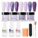 Kit de poudre de trempage pour ongles 4 couleurs sans danger pour la peau comprend un activateur base/couche finition un pinceau b ton tampon violet bleu longue dur e pour d butant
