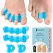 (4 pieces two types) toe spreader silicone for overlapping toes toe spacer toe separator to correct bale toes and restore the original shape of the toes blue (single loop*2 pieces full foot*2 pieces)