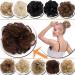 Messy Updo Hairpiece Scrunchy Scrunchie Hair Bun Extension Light Auburn & Dark Brown Curly Hair Ribbon Ponytail Extensin Donut Hair Chignons Normal Light Auburn & Dark Brown - Buy Online on GoSupps.com