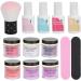 Nail Dipping Powder Set Nail Art Powder Top Base Coat Gel Dust Brush Manicure Tool Set (K1213) - Buy Online on GoSupps.com