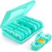 Auvon weekly pill box 7 days 3 compartments portable tablet box 7 days with large separate subjects for medication vitamins fish oil dietary supplements etc. (cyan) e-cyan