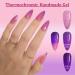 Thermochromic Color Changing Gel Press On Nails - Pink Purple Glitter Galaxy Ombre | 24 Pcs Medium Oval False Nail Kit - GLAMERMAID - Buy Online on GoSupps.com