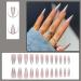 Justotry 24 Pieces Gray Stiletto Nails | Gradient French Press on Artificial Nails | Nude Almond Fake Nails for Women - Perfect for Nail Art - Buy Online on GoSupps.com