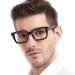 MARE AZZURO Retro Square Reading Glasses Men Large Readers 1.0 1.25 1.5 1.75 2.0 2.25 2.5 2.75 3.0 3.5 4.0 5.0 6.0 (Black 1.75) Black 1.75 x