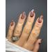 Almond Shaped Press on Nails Medium Oval Fake Nail Nude Acrylic False Nails with Brown Marble Designs Gloss Stick on Nails Almond Oval Artificial Nails for Women Girls Style 9