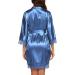 BESDEL Women's Satin Silk V-Neck Short Kimono Robe XL Blue - Buy Online on GoSupps.com