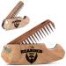 Wooden Beard Comb for Men Folding Pocket Comb for Moustache Beard & Hair Walnut Combs with the Engraving (Bearded Man)
