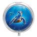 Round Pill Box Turtle in Blue Water Print 3 Compartment Medicine Pill Case Print Pill Organizer Decorative Metal Portable Pill Box Pocket Pill Box Style-1