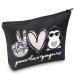WZMPA cosmetic bag with penguin motif penguin lover gift peace love penguin make-up zipper bag for animal lovers peace penguins