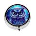 Round Pill Box 3 Compartment Medicine Pill Case Portable Travel Pillbox Pocket Pill Case Compact Pill Organizer Daily Pill Box to Hold Vitaminsblue Owl Blue Owl One Size