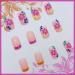 French Tips Short Square Press On Nails - Flower Embossed Glossy Nude Gel Glue - Stylish Fake Nails for Women & Girls - Buy Online on GoSupps.com