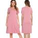 Lovasy Women's Soft Nightdress with Buttons and Pockets - Pink L - Ideal for Maternity and Nursing - Buy Online on GoSupps.com