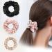 DAISYSILK 22 Momme Mulberry Silk Scrunchies for Hair Sleep 3 pcs Silk Hair Tie for Frizz and Breakage Prevention Thick Silk Scrunchies for Women Cute Girls Without Hair Damage Valentine's Day Gift  Black & Pink & Champag...
