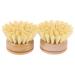 Solustre 2st Sisal cleaning spot brush brush head made of wood pot brush washer cleaning scrubber made of wood kitchen brushes replacement brush for the kitchen dishwear book exchange interchangeable
