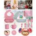 Jissta 11-Piece Silicone Baby Dish Set | Non-Slip Suction Plates & Waterproof Bibs | BPA Free (Pink) - Perfect for International Shipping - Buy Online on GoSupps.com