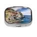 Cinque Terre Scenery Printing 2 Compartment Small Pill Case Cute Small Pill Box Purse Pill Boxs Travel Pill Organizer for Pocket Purse and Travel Gifts