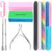 Nail File Kit  4Pcs Double Sided Nail File and Rectangle Buffer  7 Way Buffer Block  4 Steps Nail Files Block  Nail Brush  with 3Pcs Cuticle Clipper& Pusher  for Dead Skin Nail Trimming Manicure Tools
