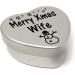 Merry Christmas Wife Heart Shaped Mini Tin Gift filled with mini coloured chocolates Perfect xmas present card alternative for Wife Cute Snowman Design - Buy Online on GoSupps.com