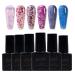 6 Colors Glitter Series Gel Nail Polish Kit-Glitter Sparkle Pink Blue Light Grey- Soak-Off UV/LED Nail Polish Gel for Home Salon DIY Nail Art 5ML