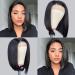 12 Inch Short Bob Brazilian Virgin Human Hair Wig | HD Transparent Lace Closure | Pre-Plucked with Baby Hair | 150% Density | Natural Black for Black Women - Buy Online on GoSupps.com