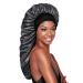 Red by Kiss Glitter Braid Bonnet Wide Edge Breathable Hair Bonnet Shower Cap Sleeping Cap for Curly Natural Long Hair 24" Super Long Braids Bonnet for Women Jet Black Pearl