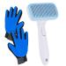 Dog Brush and Cat Brush with 2pcs Grooming Gloves Self Cleaning Slicker Brush Shedding Gloves Pet Hair Remover Mitt (Blue)