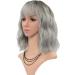 FAELBATY Ombre Grey Short Bob Wig with Air Bangs - Curly Wavy Synthetic Cosplay Wig for Women - 12 Dark Root Ombre Gray - Buy Online on GoSupps.com