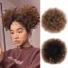 JHZHONG Afro Puff Drawstring Ponytail for Black Women Short Kinky Curly Afro Ponytail Synthetic Hair Afro Bun Drawstring Ponytail for Women(Light brown/T27(small size(Pack of 2) small size(Pack of 2) Light brown (black background)