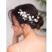Deniferymakeup Silver Bridal Hair Piece Pearl Hair Vine Wedding Floral Hair Piece Women Leaf and Flower Headband Rhinestones Wedding Hair Accessories