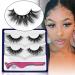 SWINGINGHAIR Natural False Eyelashes, 3D Mink Lashes Wispy Mink Eyelashes Natural Look 17mm Medium Mink Eyelashes Fluffy Lashes Pack for Women, 2 Pairs|Banana Natural|17mm