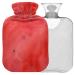 Naanle red watercolor heat bottle with cover transparent hot water bottle 1 l hot water bottle for bed hand feet warmer pain relief heat and cold therapy