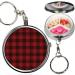 Pack of 2 - Portable Pill Organizer (Red Lumberjack Gingham Buffalo Plaid) Metal Medicine Box 3 Compartment Stash Vitamin Meds Case with Keychain